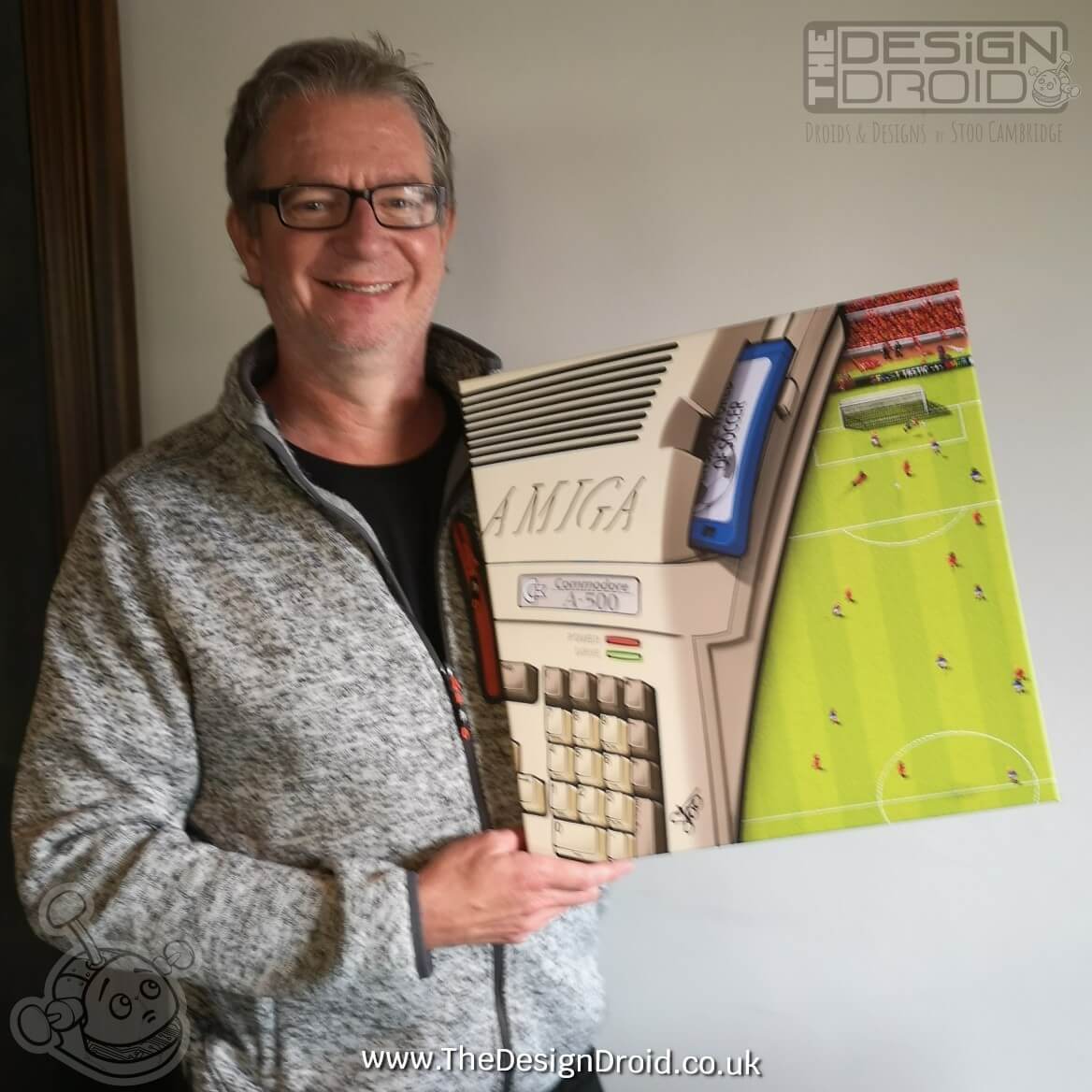 Senisble Soccer Programmer Chris Chapman Proudly Displaying his 16" canvas - Liverpool FC!